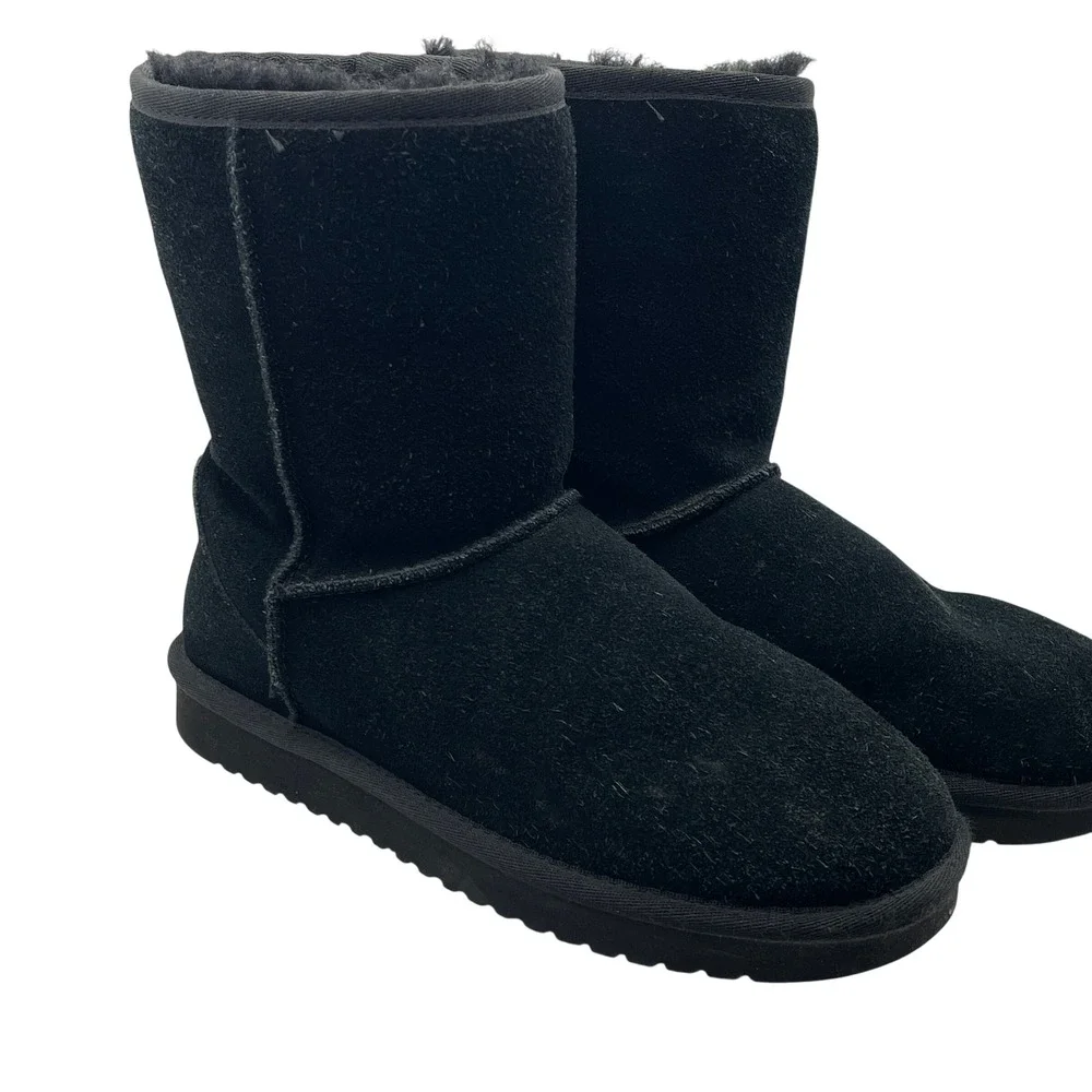 Koolaburra by UGG Victoria Black Suede Faux Fur Short Boots 1017090 Womens 7